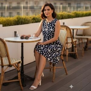 Karl Lagerfeld Paris Navy Floral 3D Flower Sleeveless Shift Dress NWT Sz 10